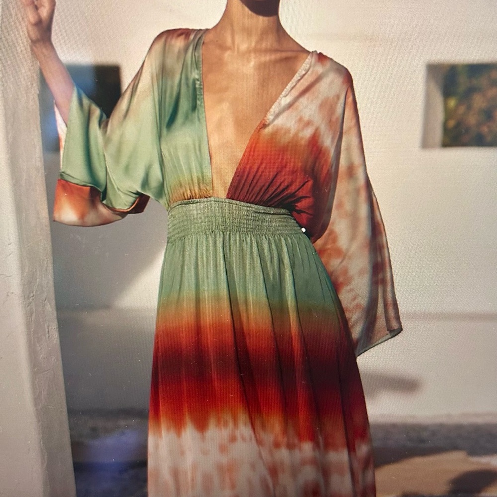 MISA Bardot Carnelian Ombre Satin XS 
(Runs Large)